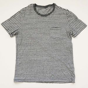 GAP White + Gray Striped T-Shirt